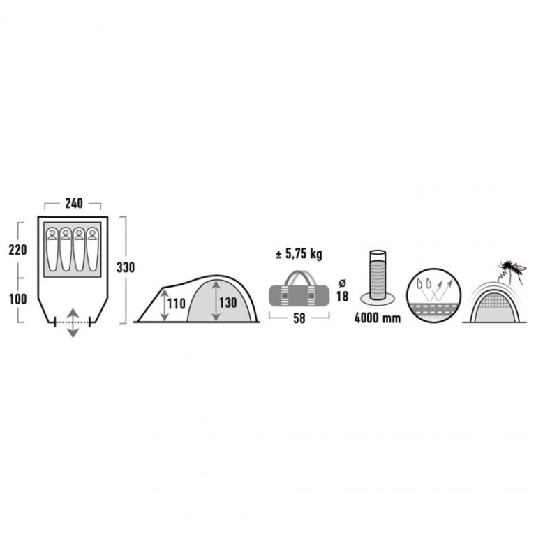 Tent High Peak Talos 4 dark gray 11510 - Image 3