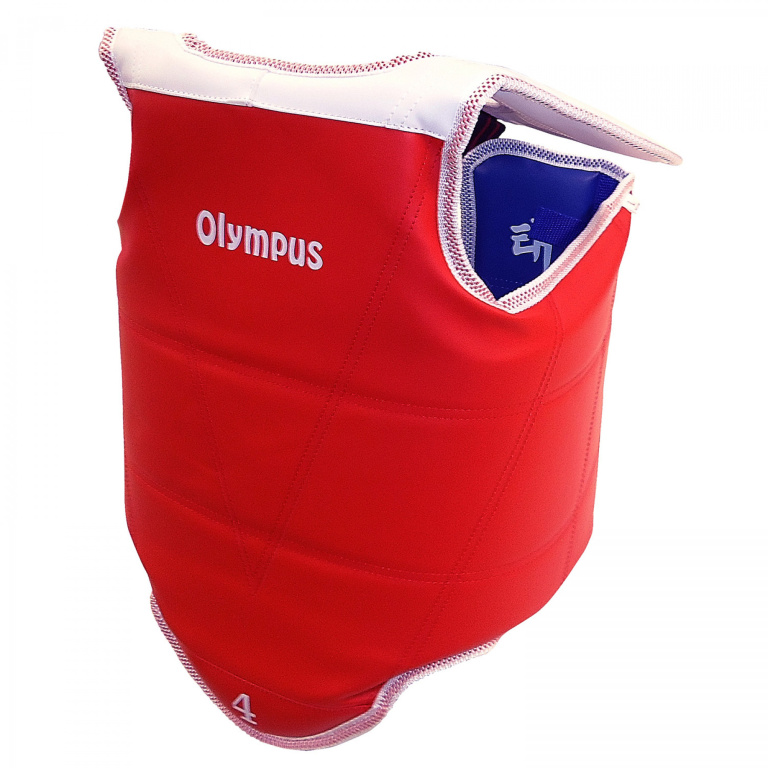 Taekwondo Θώρακας Olympus Διπλής Όψεως Σκληρός Μαλακό και παχύ EVA αφρολέξ εσωτερικά εξασφαλίζει μέγιστη προστασία και άνεση στον μαθητή, στο στήθος, ώμους, πλάτη και πλευρές του σώματος. Κατασκευασμένος από ποιοτικό PU Εσωτερικά μαλακό και παχύ EVA αφρολέξ Μέγιστη προστασία και άνεση Προστατεύει το στήθος, ώμους, πλάτη και πλευρές του σώματος Χρώμα: μπλε/κόκκινο διπλής όψεως Μεγέθη: XXS, XS, S, M, L, XL