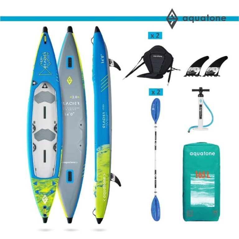 Καγιάκ Φουσκωτό 2 Ατόμων Glacier High Performance Kayak 14'0'' 427cm Aquatone TK-601