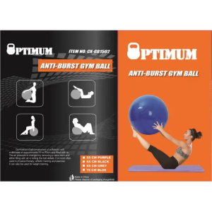 Gym Ball 65CM (Μοβ) Anti-Burst 1100gr OPTIMUM - Image 2