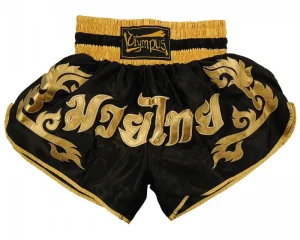 Σορτσάκι Thaiboxing Olympus Μαύρο Σατέν Χρυσαφί Γράμματα