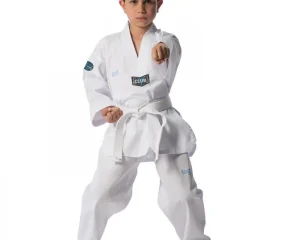 Taekwondo Στολή Olympus CLUB Ριγωτή Άσπρο Ρεβέρ