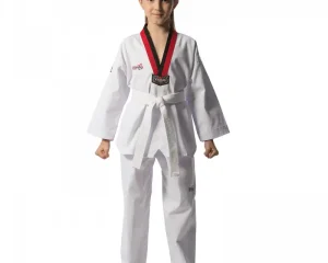 Taekwondo Στολή Olympus KYORUGI POOM Μαύρο/Κόκκινο Ρεβέρ