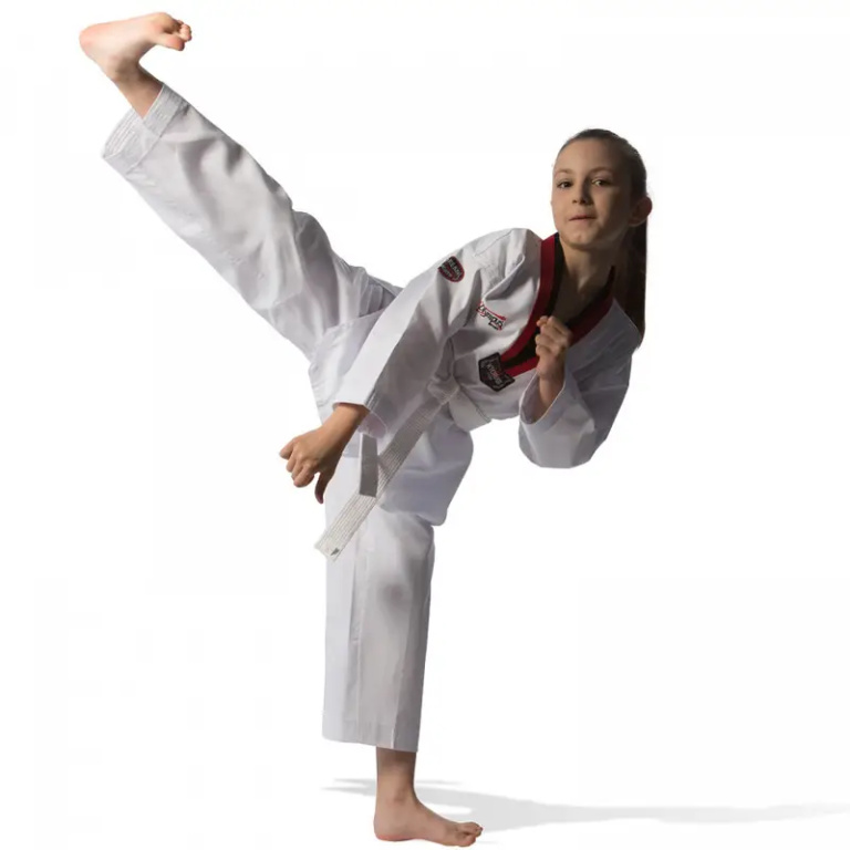 Taekwondo Στολή Olympus KYORUGI POOM Μαύρο/Κόκκινο Ρεβέρ - Image 3
