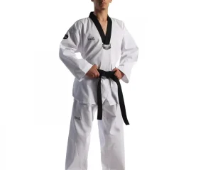 Taekwondo Στολή Olympus QD Ριγωτή Μαύρο Ρεβέρ