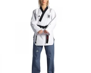 Taekwondo Στολή Adidas ADITPAF01 POOMSAE για Γυναίκες Άσπρο/Ανοιχτό Μπλε