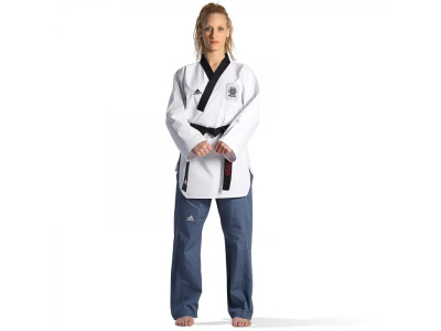 Taekwondo Στολή Adidas ADITPAF01 POOMSAE για Γυναίκες Άσπρο/Ανοιχτό Μπλε