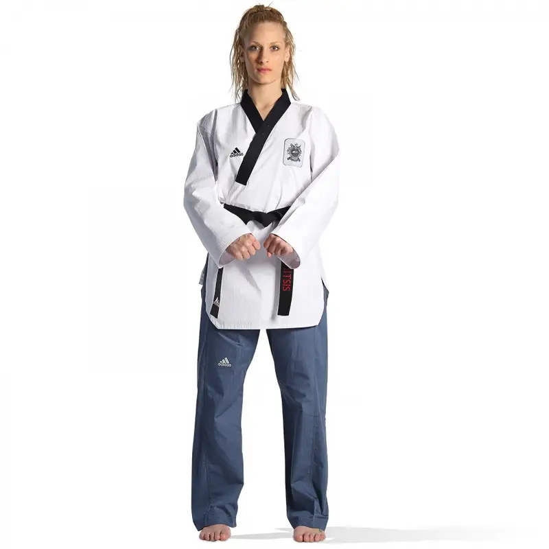 Taekwondo Στολή Adidas ADITPAF01 POOMSAE για Γυναίκες Άσπρο/Ανοιχτό Μπλε