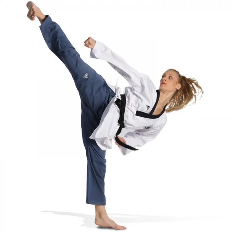 Taekwondo Στολή Adidas ADITPAF01 POOMSAE για Γυναίκες Άσπρο/Ανοιχτό Μπλε - Image 2