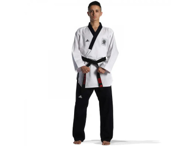 Taekwondo Στολή Adidas ADITPAM01 POOMSAE για Άνδρες Άσπρο/Σκούρο Μπλε