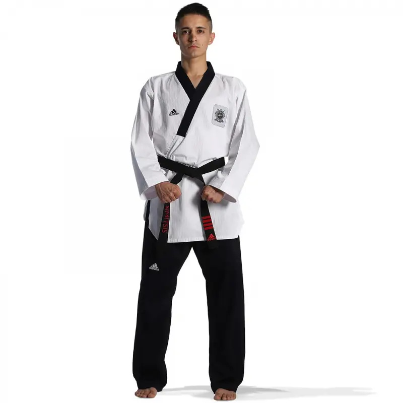 Taekwondo Στολή Adidas ADITPAM01 POOMSAE για Άνδρες Άσπρο/Σκούρο Μπλε