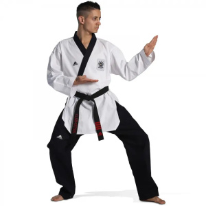 Taekwondo Στολή Adidas ADITPAM01 POOMSAE για Άνδρες Άσπρο/Σκούρο Μπλε - Image 2