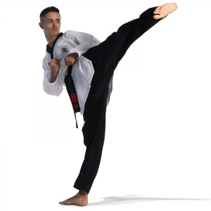 Taekwondo Στολή Adidas ADITPAM01 POOMSAE για Άνδρες Άσπρο/Σκούρο Μπλε - Image 3