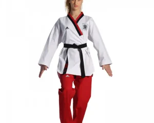 Taekwondo Στολή ADITPYF01 Adidas POOMSAE για Κορίτσια Άσπρο/Κόκκινο