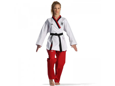 Taekwondo Στολή ADITPYF01 Adidas POOMSAE για Κορίτσια Άσπρο/Κόκκινο