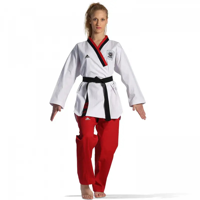 Taekwondo Στολή ADITPYF01 Adidas POOMSAE για Κορίτσια Άσπρο/Κόκκινο