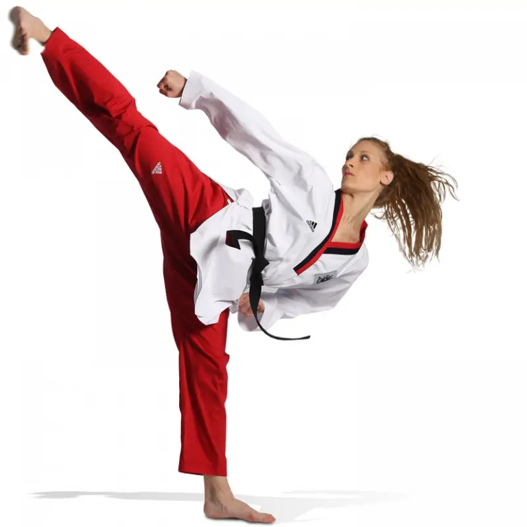 Taekwondo Στολή ADITPYF01 Adidas POOMSAE για Κορίτσια Άσπρο/Κόκκινο - Image 2