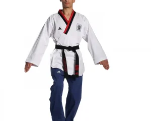 Taekwondo Στολή Adidas ADITPYM0 POOMSAE για Αγόρια Άσπρο/Μπλε