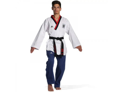 Taekwondo Στολή Adidas ADITPYM0 POOMSAE για Αγόρια Άσπρο/Μπλε