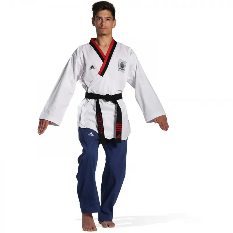 Taekwondo Στολή Adidas ADITPYM0 POOMSAE για Αγόρια Άσπρο/Μπλε