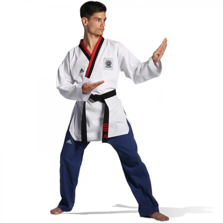 Taekwondo Στολή Adidas ADITPYM0 POOMSAE για Αγόρια  Άσπρο/Μπλε - Image 2