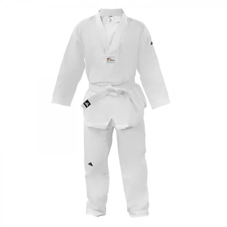 Taekwondo Στολή adiTS02 Adidas ADI-START II Άσπρο Ρεβέρ