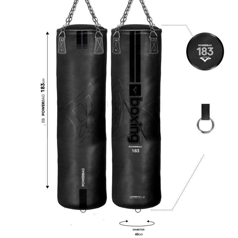 Σάκος Πυγμαχίας EBX PU POWER BAG BLACK 183cm - Image 2