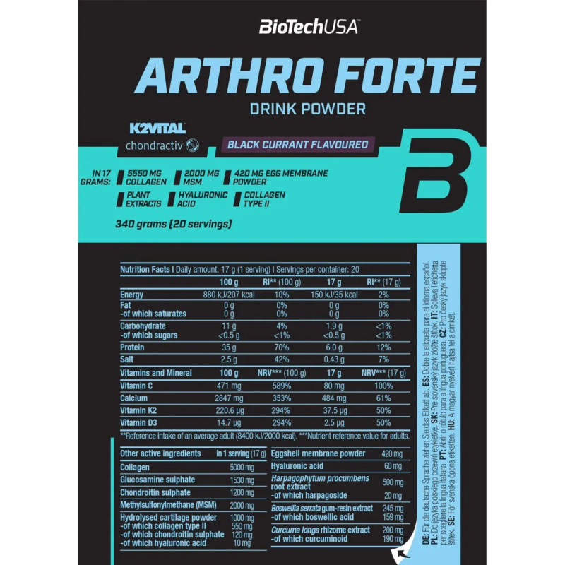 Arthro Forte Προστασία Αρθρώσεων Drink Powder 340g BIOTECH USA - Image 2