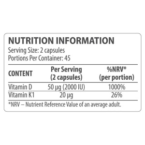 Βιταμίνες D3 + K1 Vitamin 90cps Dorian Yates - Image 2