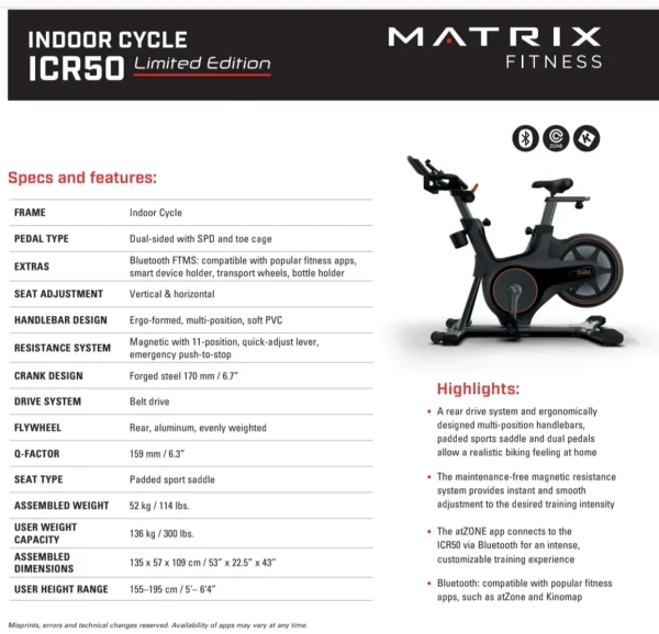Ποδήλατο Μαγνητικό Matrix Icr50 Indroor Cycle