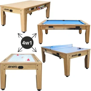4-IN-1 MULTIGAMING TABLE BILLIARDS TABLE TENNIS HOOK-UP DINING TABLE 214x121.6x81.3CM WOODEN ENERO