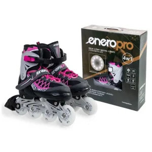 Πατίνια Rollers Skates ENERO PRO LED 4 σε 1 Ροζ-Γκρι