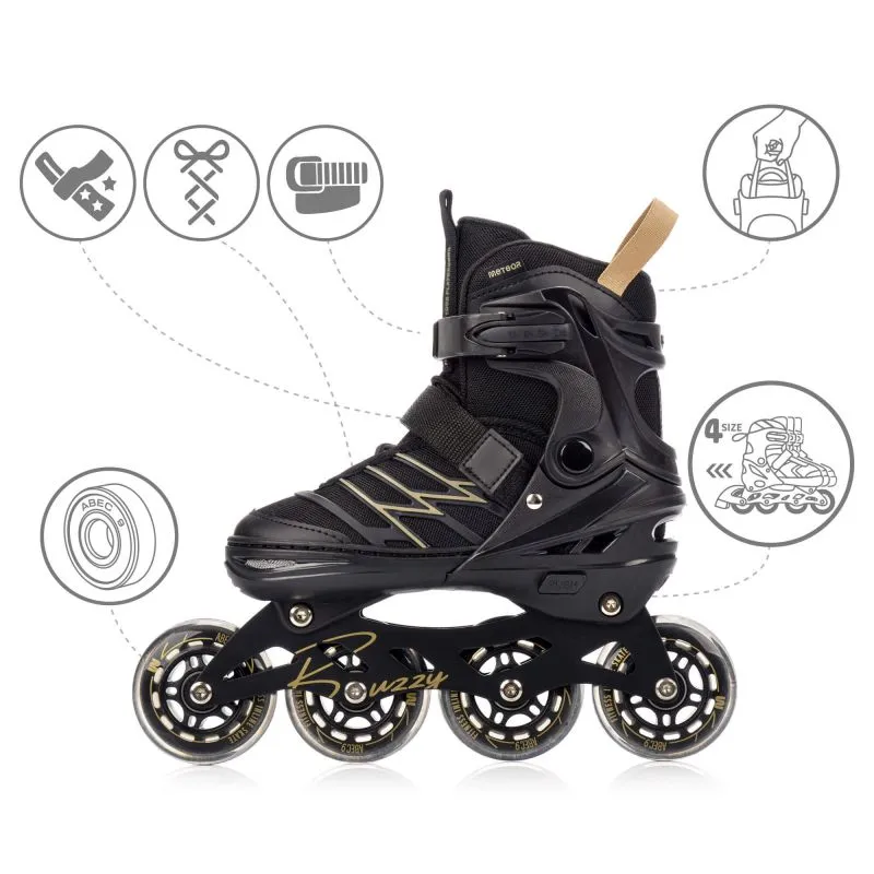 Πατίνια Meteor L 38-43 Buzzy Roller Skates Black/Gold - Image 9