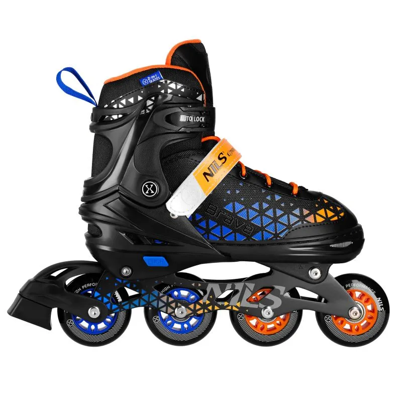 NH18190A BRAVE BLUE-ORANGE ROLLER SKATES SIZE S (29-33) WITH NILS EXTREME HOCKEY BOARD - Image 3