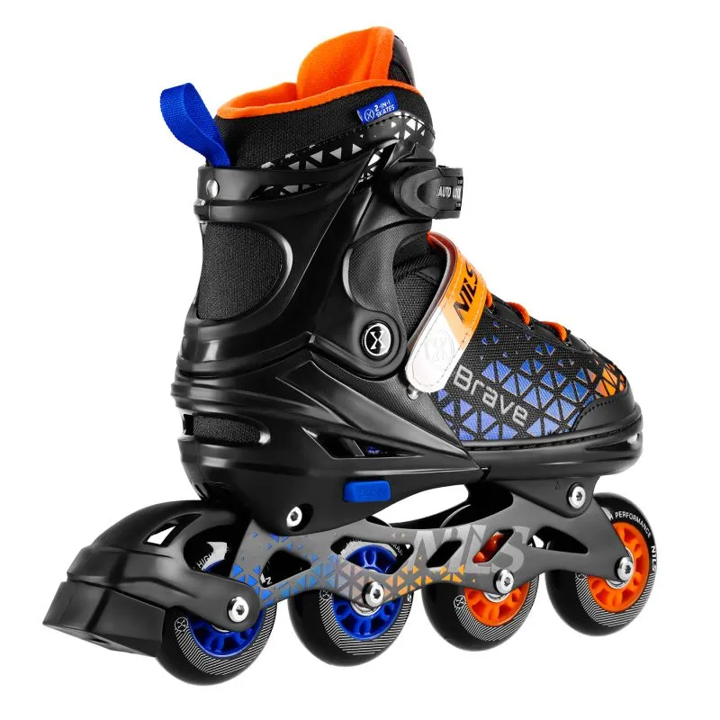 NH18190A BRAVE BLUE-ORANGE ROLLER SKATES SIZE S (29-33) WITH NILS EXTREME HOCKEY BOARD - Image 4