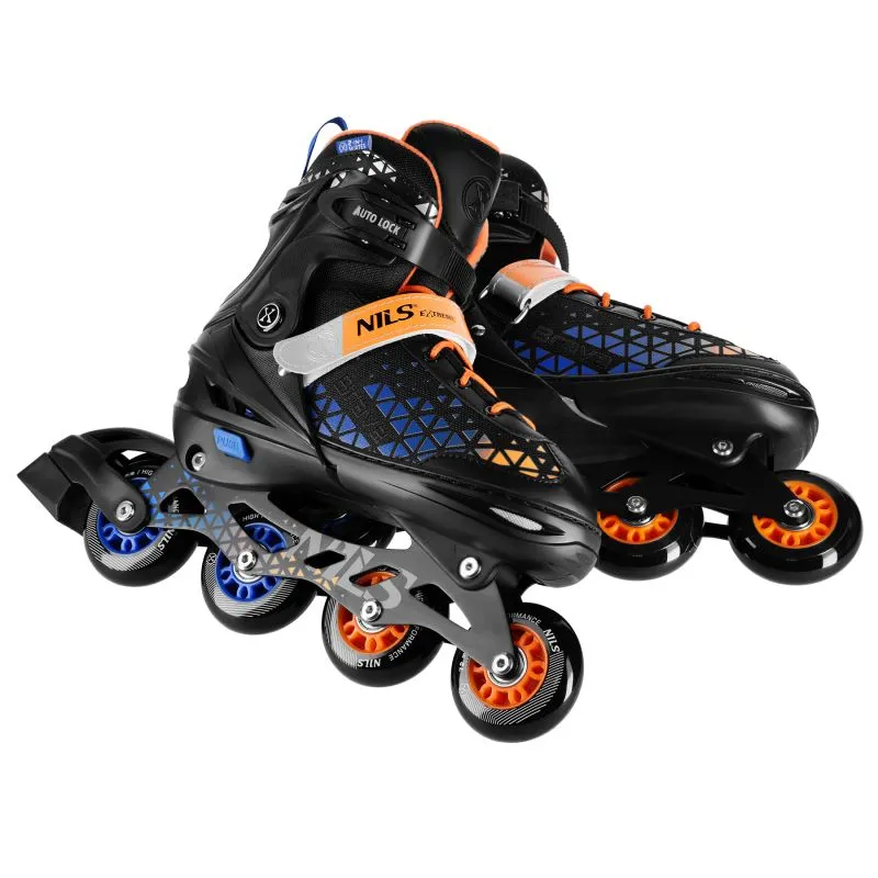 NH18190A BRAVE BLUE-ORANGE ROLLER SKATES SIZE S (29-33) WITH NILS EXTREME HOCKEY BOARD - Image 5