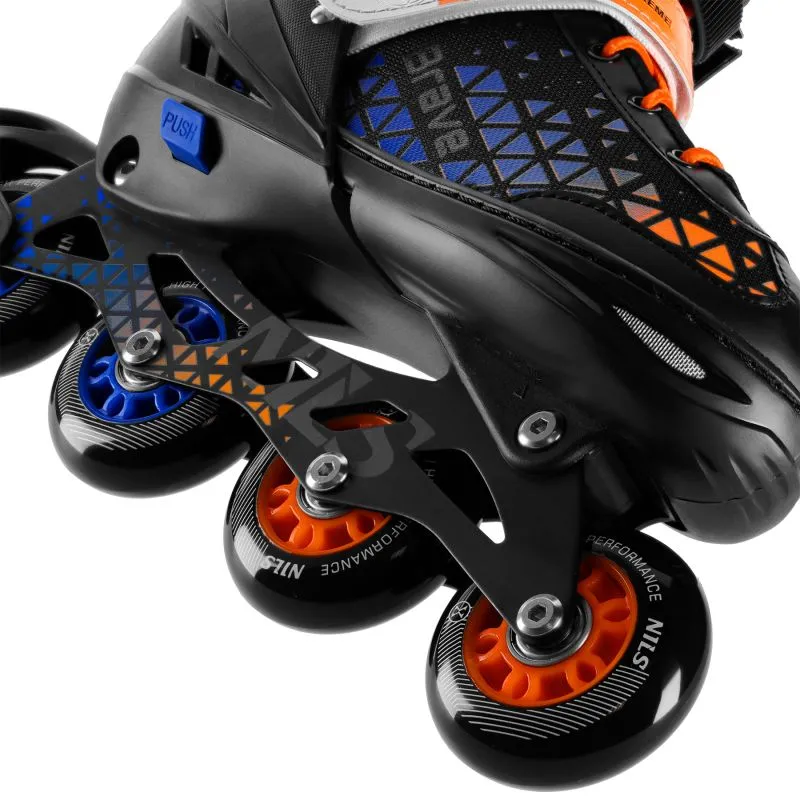 NH18190A BRAVE BLUE-ORANGE ROLLER SKATES SIZE S (29-33) WITH NILS EXTREME HOCKEY BOARD - Image 6
