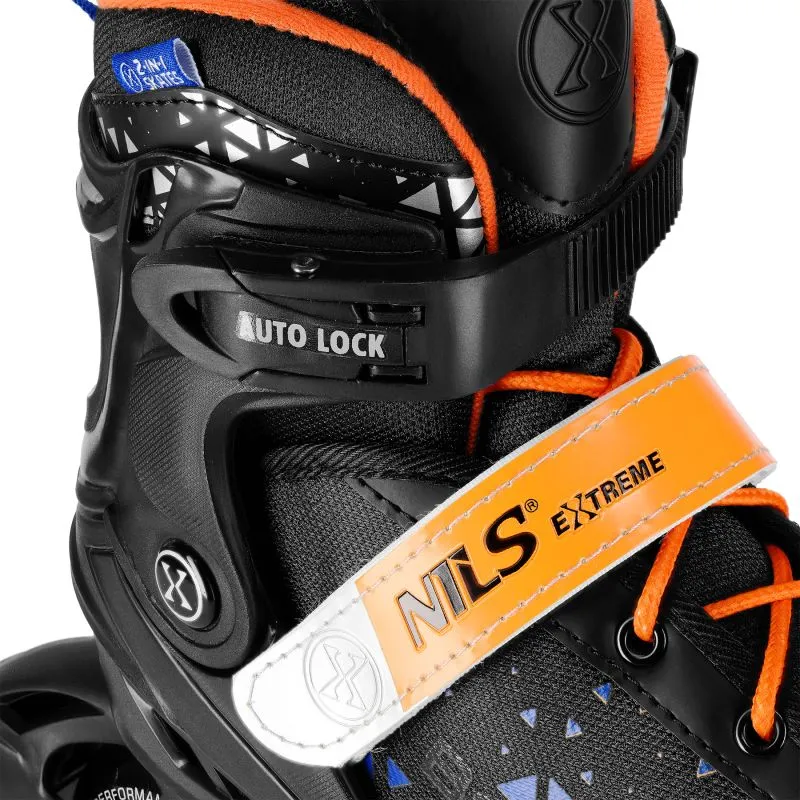 NH18190A BRAVE BLUE-ORANGE ROLLER SKATES SIZE S (29-33) WITH NILS EXTREME HOCKEY BOARD - Image 7